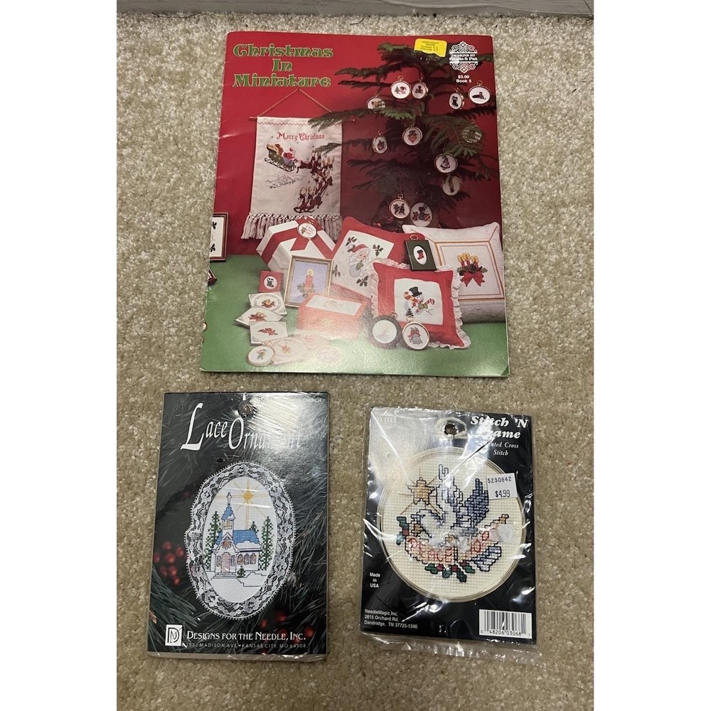 Vintage Christmas Decorative Cross Stitch Bundle - Ornament, Hanging & Booklet